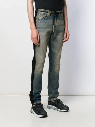 OFF-WHITE TWO-TONE DENIM JEANS - 蓝色