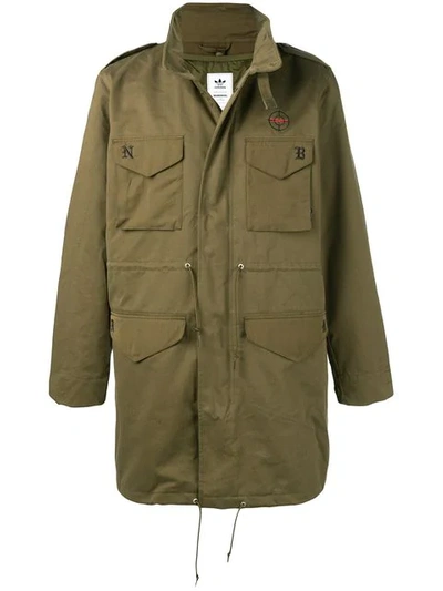 Shop Neighborhood Adidas X  Patch Pockets Military Coat In Green