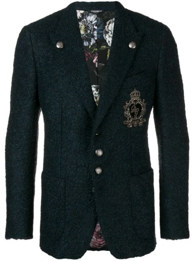 Shop Dolce & Gabbana Single Breasted Jersey Blazer In Blue