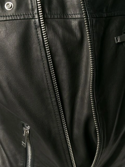 Shop Dondup Zipped Leather Jacket In Black