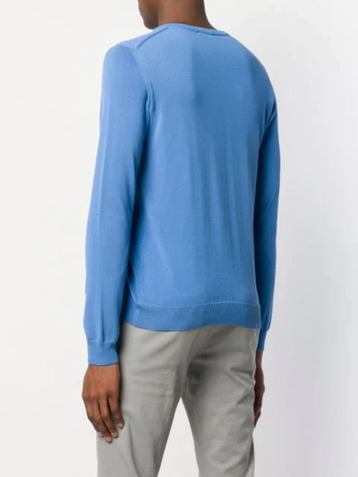 Shop Zanone Crewneck Knitted Jumper In Blue