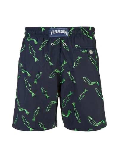 Shop Vilebrequin Embroidered Fish Swim Shorts In Blue