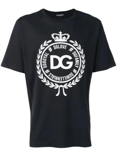 Shop Dolce & Gabbana Logo Print T In B0665 Blu Scurissimo