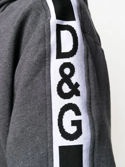 Shop Dolce & Gabbana Logo Band Hoodie In Grey