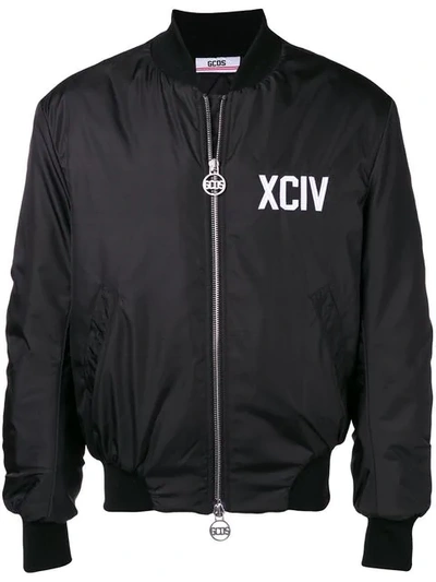 Shop Gcds Logo Back Bomber Jacket In Black