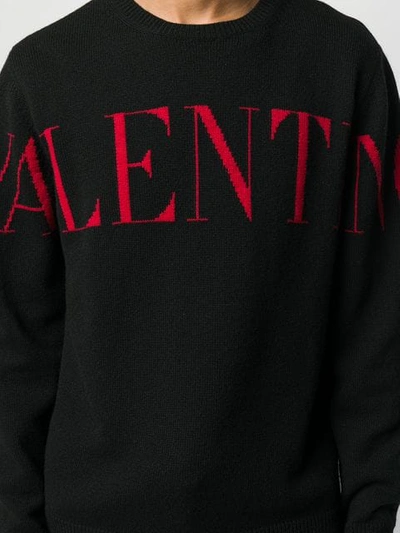 Shop Valentino Jacquard Logo Sweater In Black