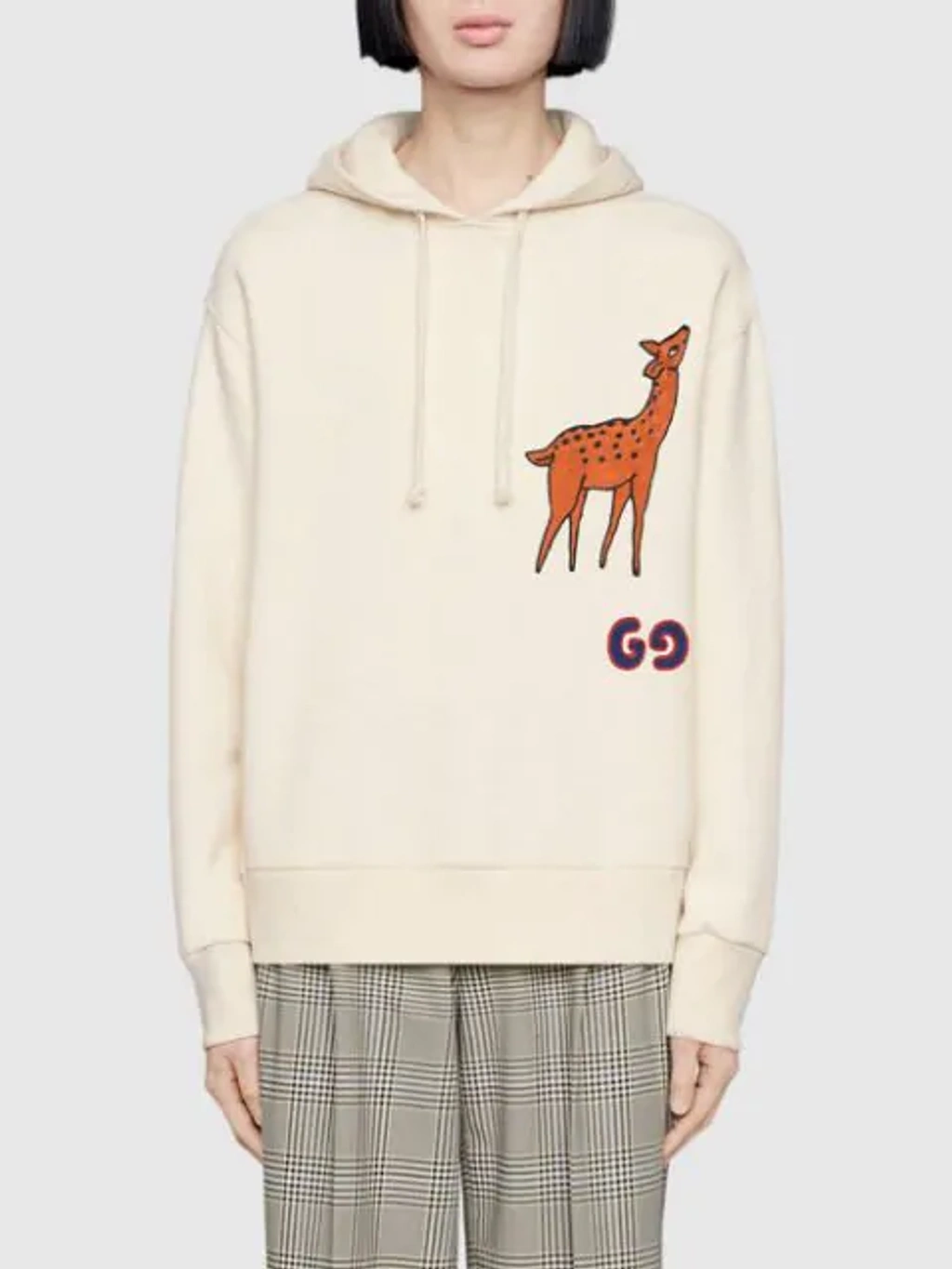 Gucci Men s Deer applique Pullover Hoodie In White ModeSens