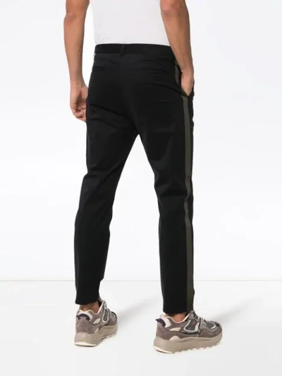 Shop Lot78 Side Stripe Chino Trousers In Black