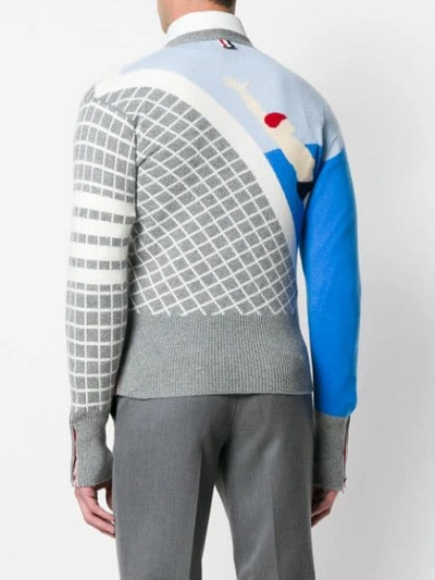 Shop Thom Browne 4-bar Poolside Intarsia Cardigan In Multicolour