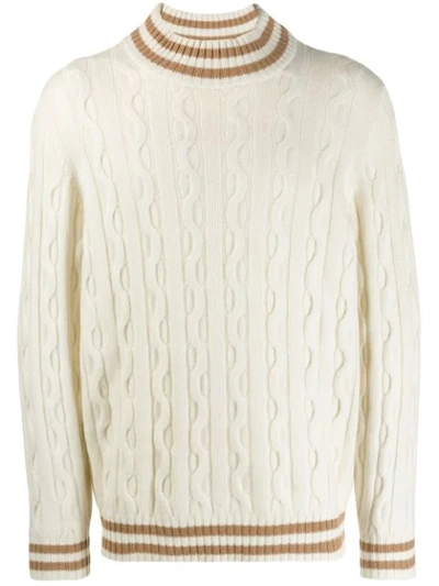 Shop Brunello Cucinelli Striped Trim Jumper In Neutrals