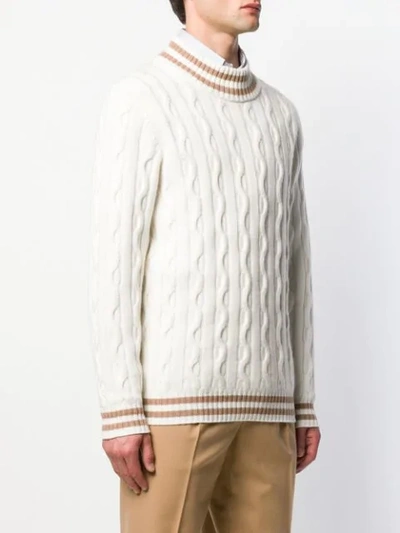 Shop Brunello Cucinelli Striped Trim Jumper In Neutrals