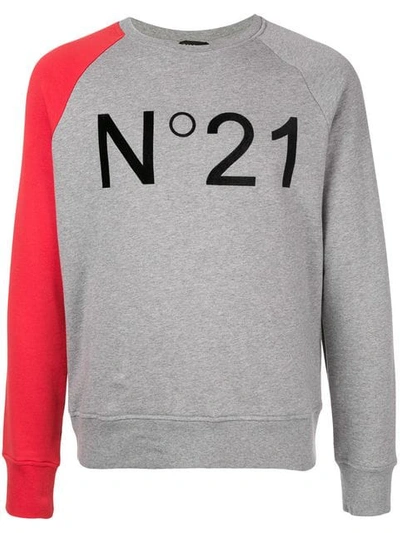 Shop N°21 Contrast Logo Patch Sweatshirt In Grey