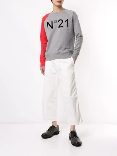 Shop N°21 Contrast Logo Patch Sweatshirt In Grey