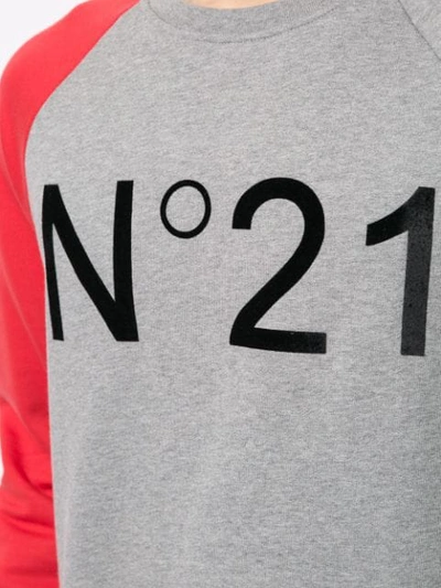 Shop N°21 Contrast Logo Patch Sweatshirt In Grey