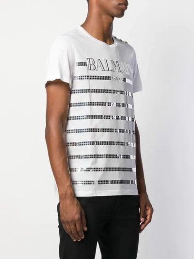 BALMAIN 镜面正方形细节T恤 - 白色