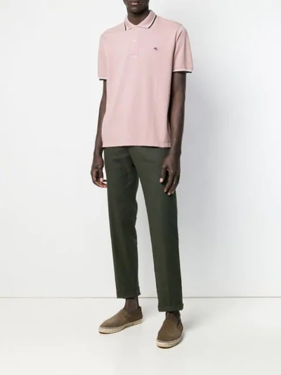 Shop Etro Striped Trim Polo Shirt In Neutrals