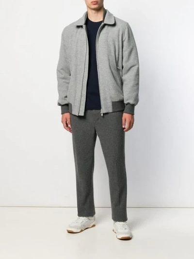 Shop Brunello Cucinelli Contrasting Details Bomber Jacket  In Ca660 Grigio Perla