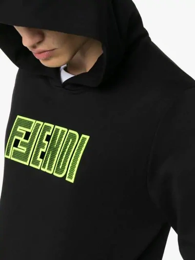 Shop Fendi Mesh Logo Print Hoodie In F17w0