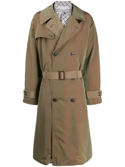 Shop Maison Margiela Double-breasted Trench Coat In Green