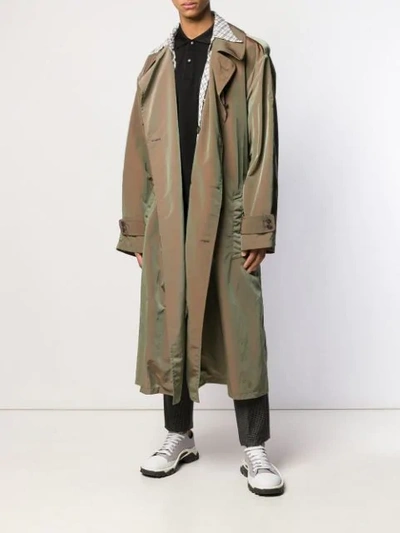 Shop Maison Margiela Double-breasted Trench Coat In Green