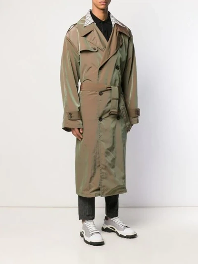 Shop Maison Margiela Double-breasted Trench Coat In Green