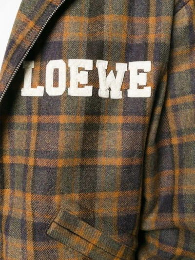 Shop Loewe Embroidered Tartan Bomber Jacket In Brown