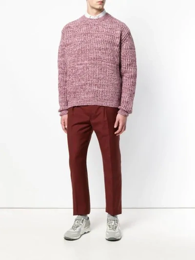 Shop Msgm Chunky Knit Sweater In Pink