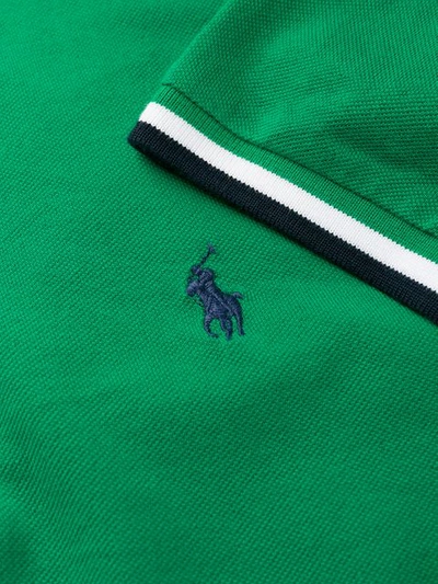 Shop Polo Ralph Lauren Stripe Detail Polo Shirt In Green