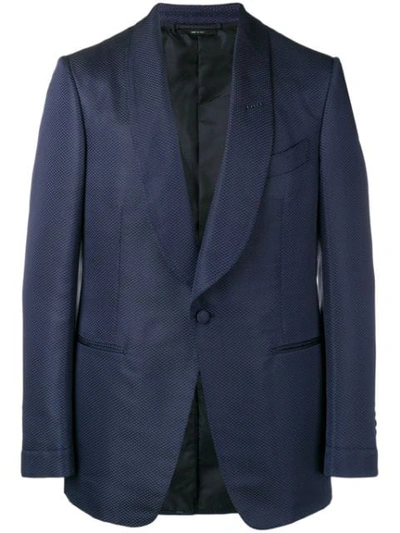 Shop Tom Ford Textured Tuxedo Blazer In Blue