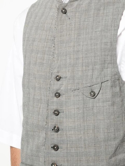 Shop Ziggy Chen Plaid Waistcoat In Grey