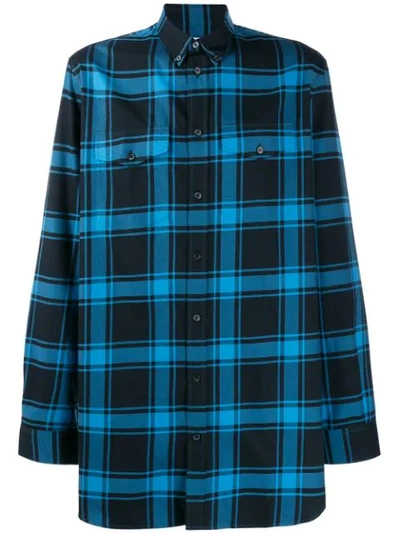Shop Givenchy Checked Shirt In Blue