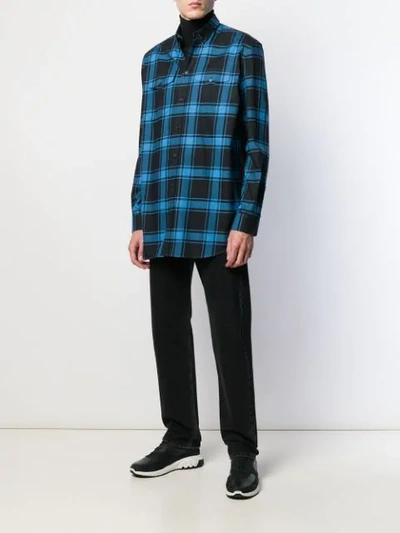 Shop Givenchy Checked Shirt In Blue