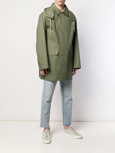 Shop Mackintosh Bonded Oversized Hooded Coat In Green
