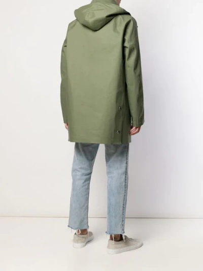 Shop Mackintosh Bonded Oversized Hooded Coat In Green
