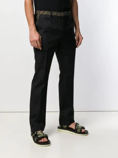 Shop Fendi Logo-waistband Tailored Trousers In Black