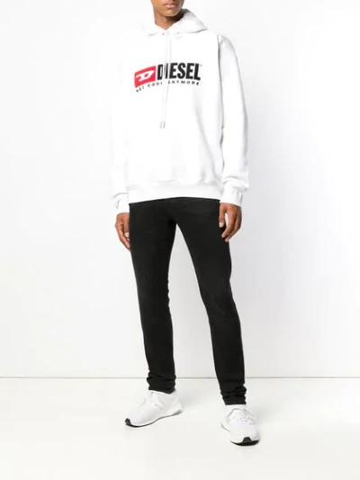 Shop Diesel 'not Cool Anymore' Hoodie In White