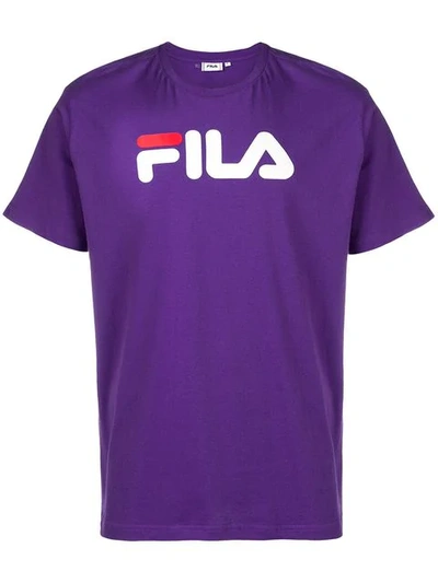 Shop Fila Logo Print T In Purple