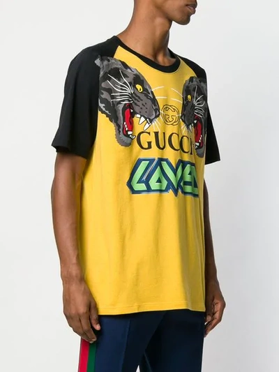 Gucci Tiger Printed T-shirt In Yellow | ModeSens