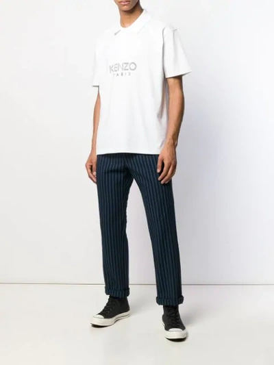 Shop Kenzo Logo Printed Polo Shirt In White