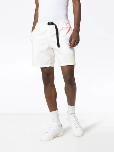 Shop John Elliott Tie-dye Belted Shorts In White