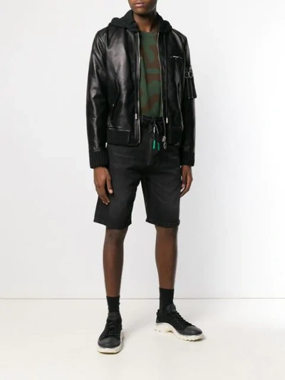 Shop Off-white Zip Appliqué Shorts In Black