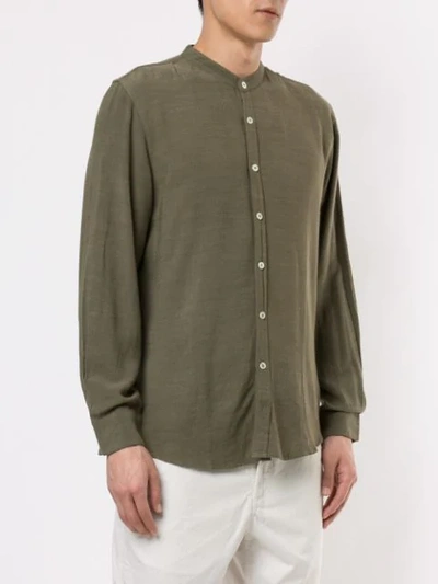 Shop Venroy Grandad Collar Shirt In Green