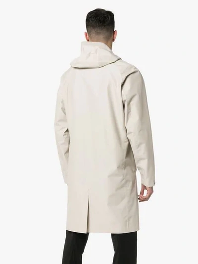 Shop Descente Zip-up Hooded Rain Coat In Neutrals