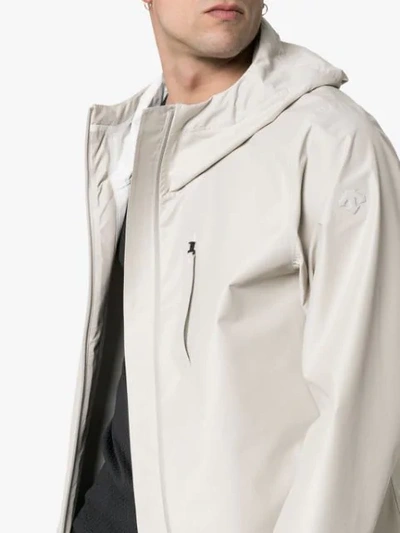 Shop Descente Zip-up Hooded Rain Coat In Neutrals