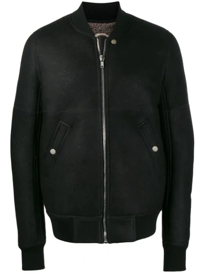Shop Rick Owens Shearling Bomber Jacket In Black