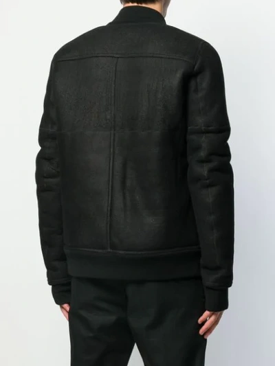 RICK OWENS SHEARLING BOMBER JACKET - 黑色