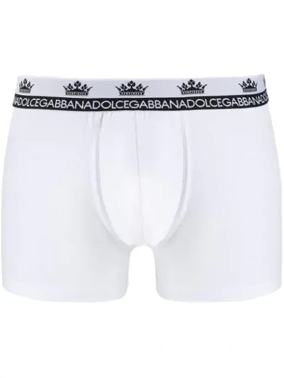 Shop Dolce & Gabbana Logo Crown Print Trunks In White