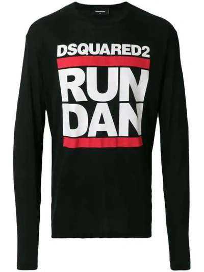 Shop Dsquared2 Run Dan Print T-shirt In Black