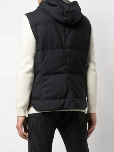 Shop Brunello Cucinelli Hooded Gilet In Ce262 Navy