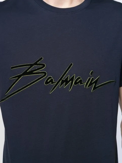 Shop Balmain Logo Print T-shirt In Blue